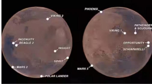 수명이 다한 채 화성에 버려진 착륙선과 탐사선들  <이미지=NASA>
